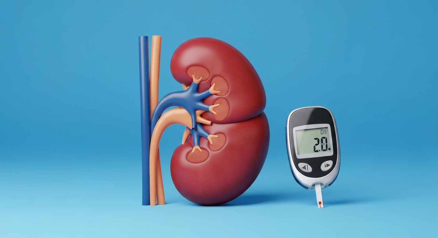 Healthy kidneys and glucose meter illustration