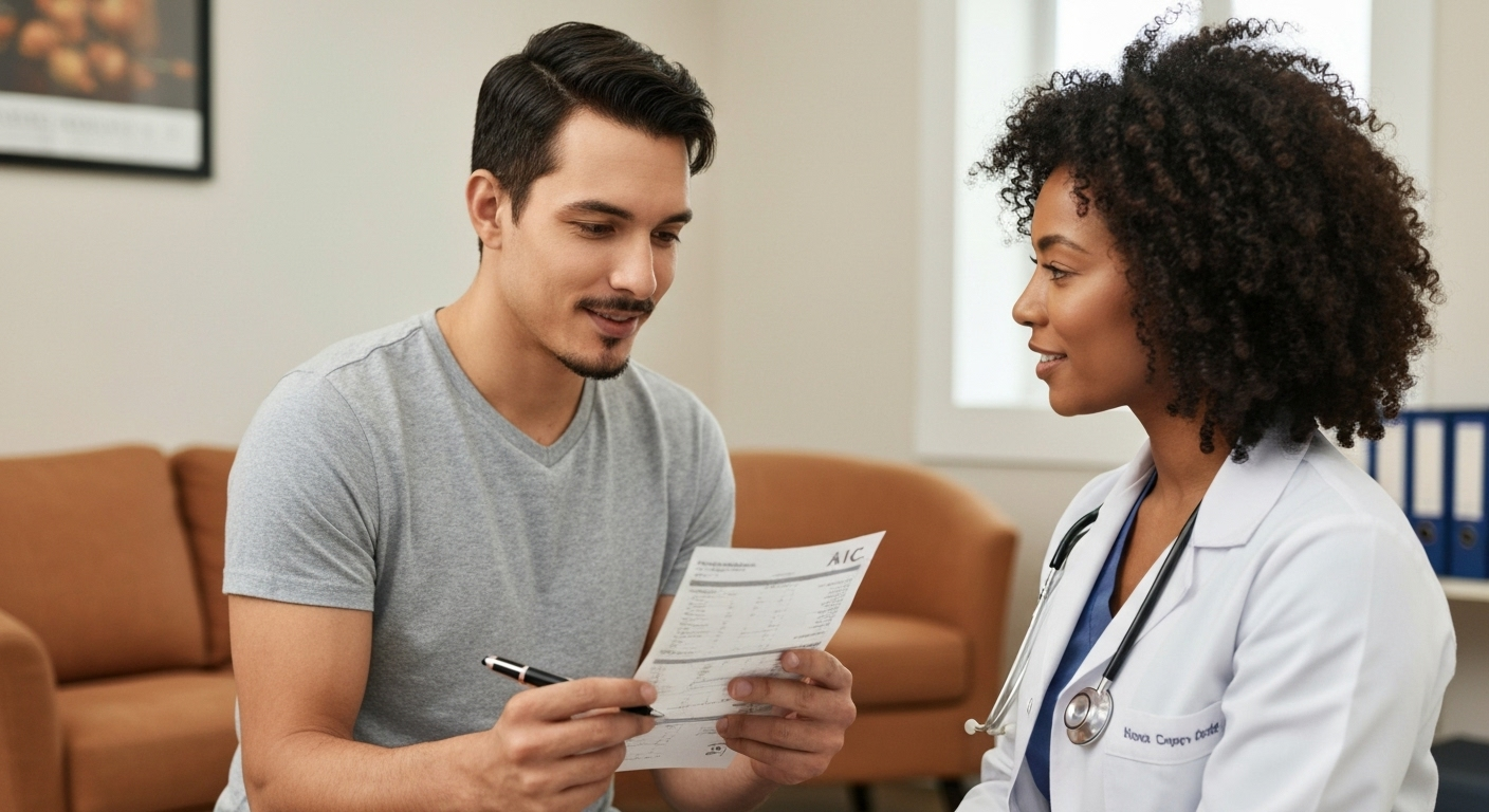 Patient and doctor discuss A1C results