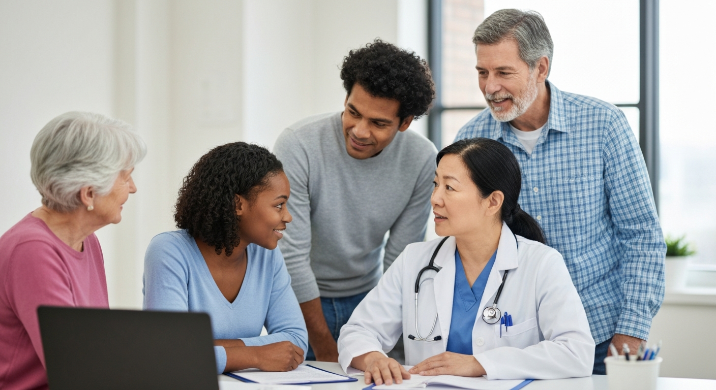 Adults discuss diabetes and heart health