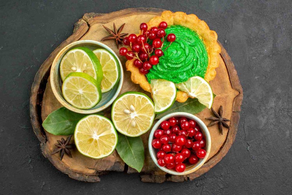 Sour foods with citrus fruits and tart berries